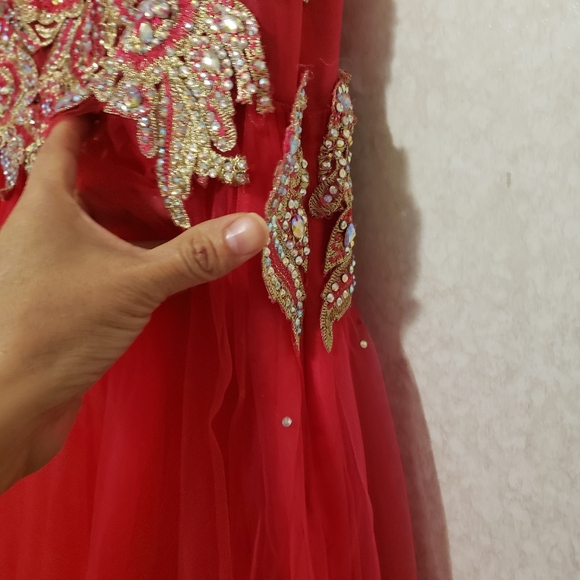 FUCHSIA LONG DRESS WHIT RHINESTONES SIZE:XXL - Picture 5 of 16